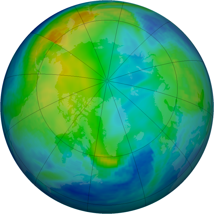Arctic ozone map for 28 November 1992